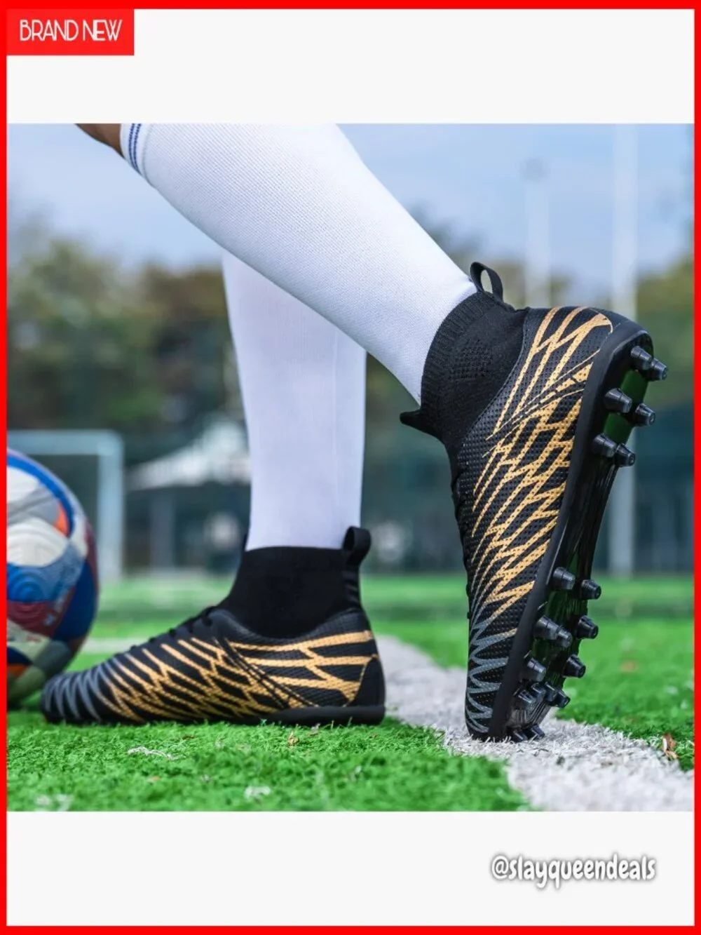 Lightweight Soccer Cleats with TPU Studs for Grass Turf Indoor Training